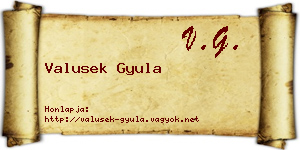 Valusek Gyula névjegykártya